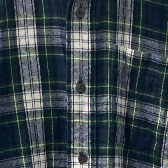 L.L. Bean Blue Green Gray Scotch Plaid Flannel Shirt Size XL Reg - Picture 3 of 7